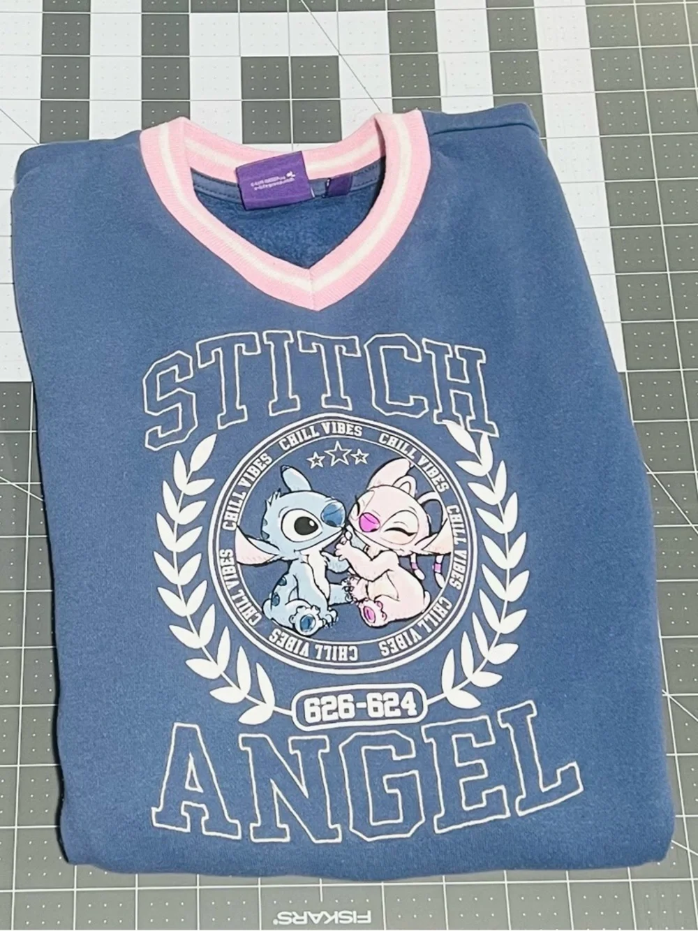 Disney Stitch Blue and Pink V-Neck Sweatshirt